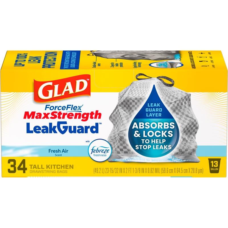 Glad Bolsas de basura ForceFlex MaxStrength Fresh Air — 13 gal / 34 bolsas | UPC 012587226469