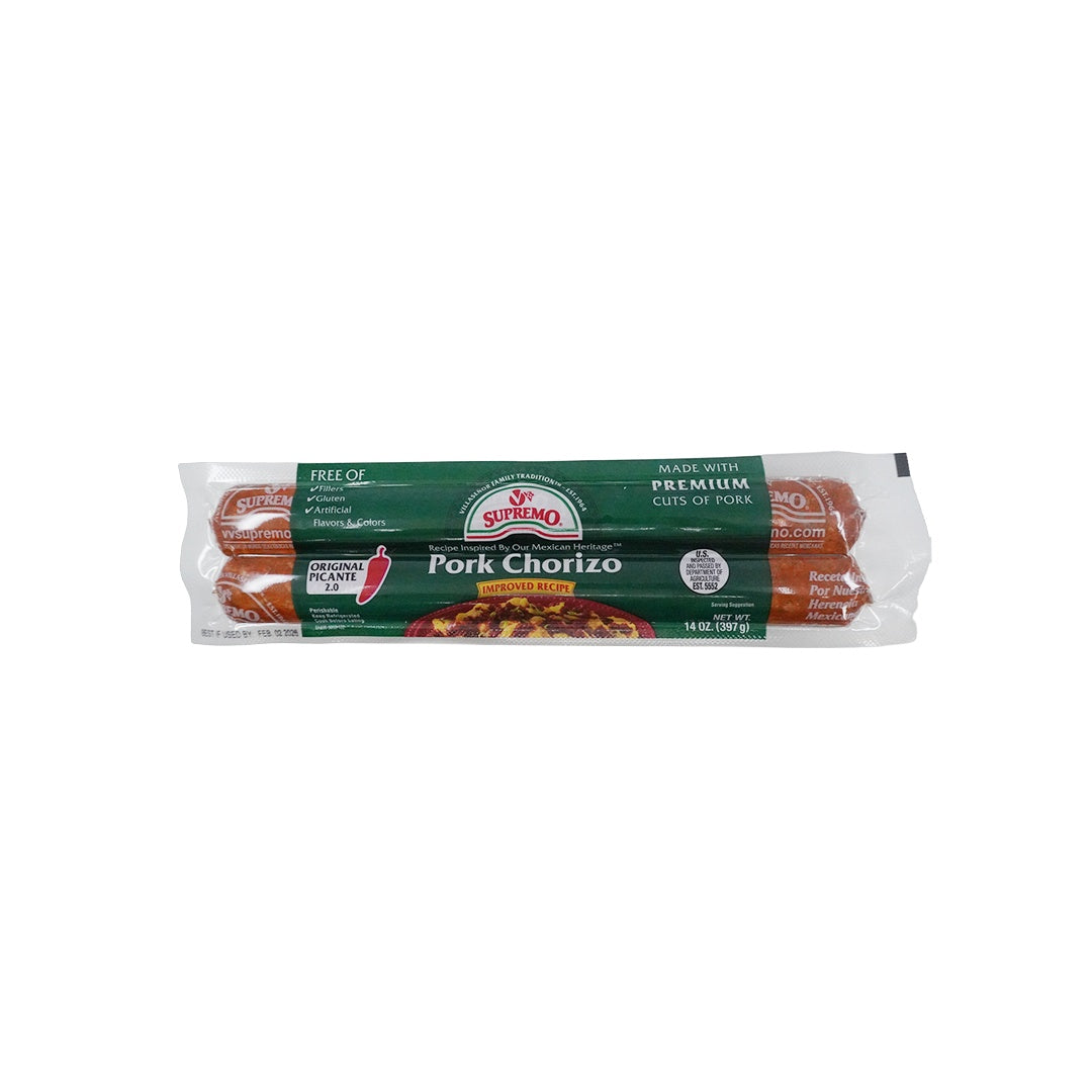 V & V Supremo Chorizo de puerco picante — 14 oz | UPC 021724605203