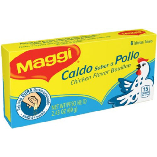 Maggi Caldo sabor pollo en tabletas — 6 tabletas / 2.43 oz | UPC 028000247959