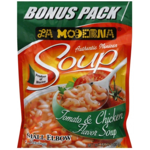 La Moderna Sopa de codito pequeño sabor tomate y pollo — 3.5 oz | UPC 029243200107