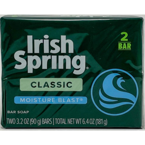 Irish Spring Jabón en barra Moisture Blast — 2 barras / 6.4 oz total | UPC 035000141538