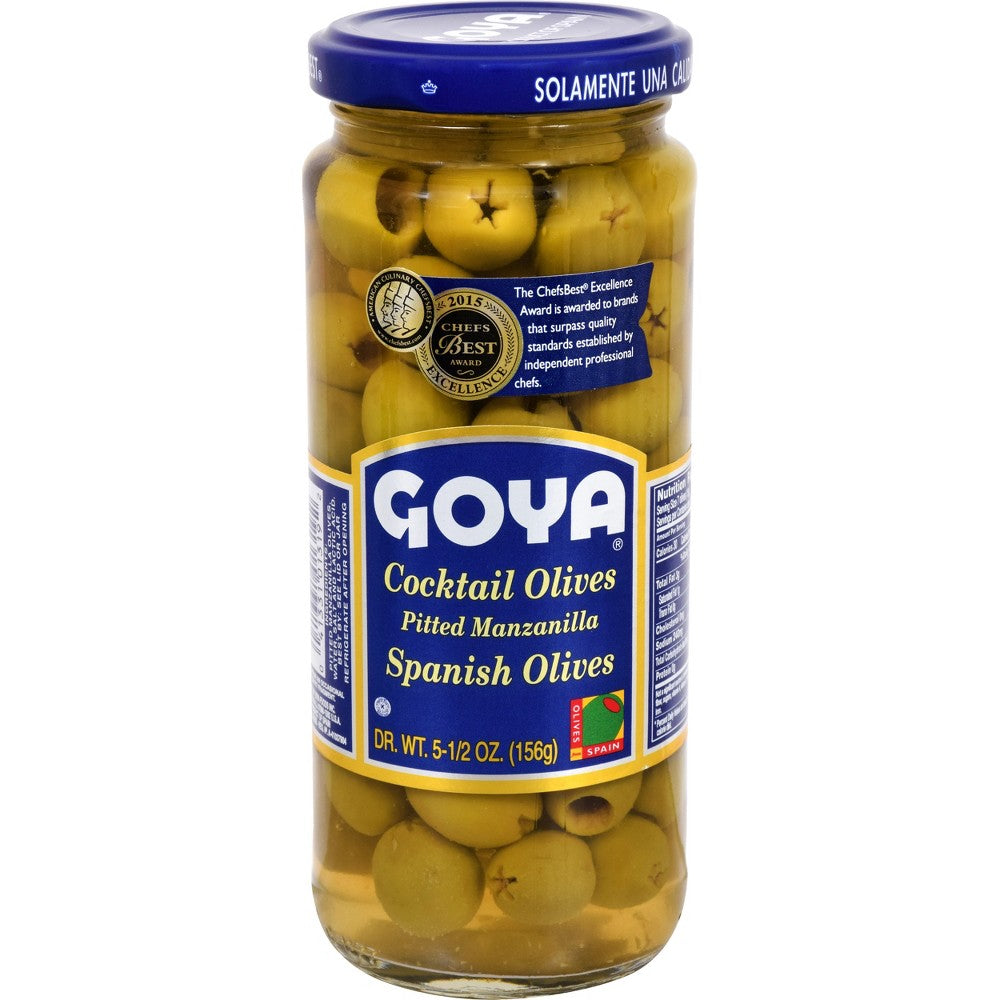 Goya Aceitunas verdes Cocktail sin hueso 5.5 oz | UPC 041331013192