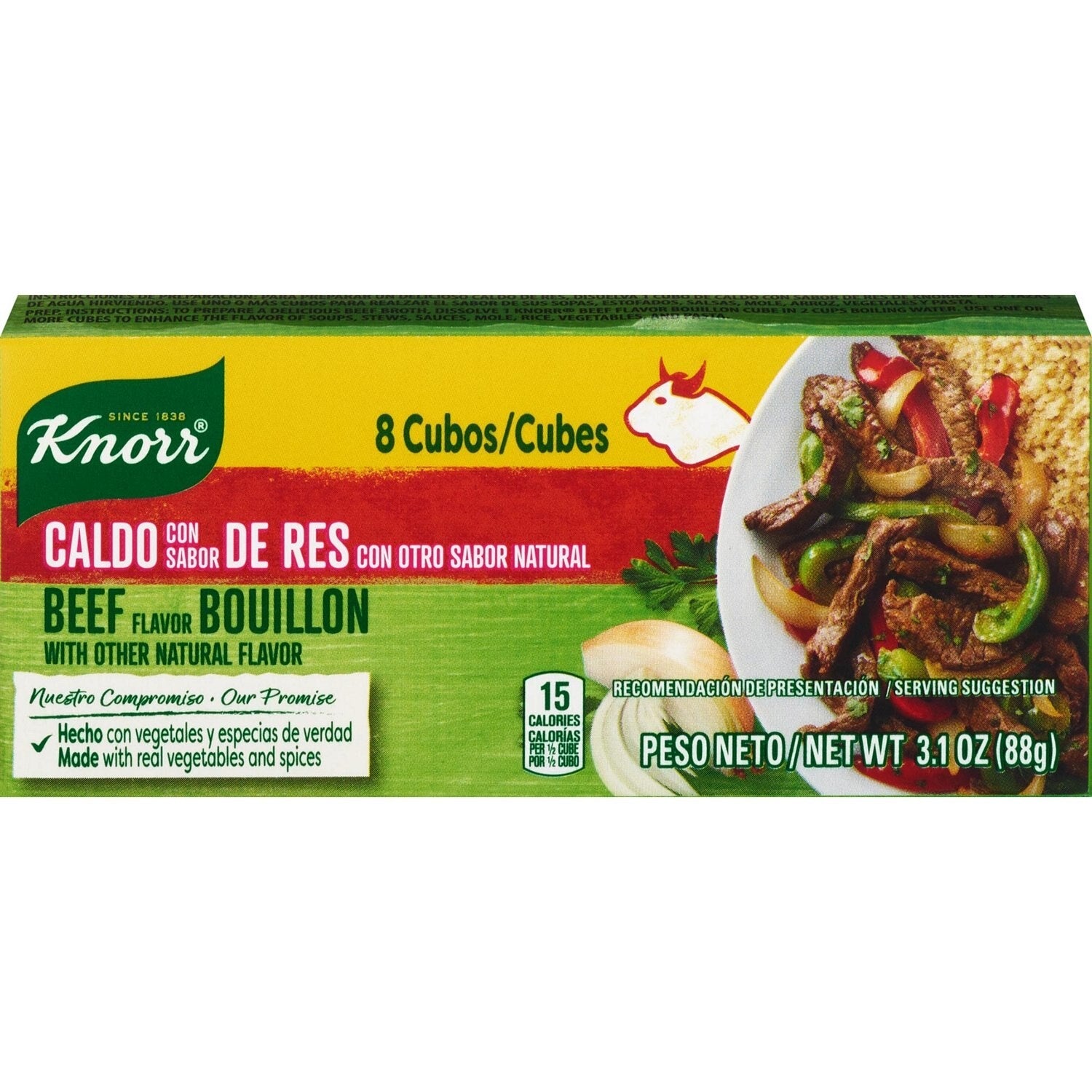 Knorr Caldo de res en cubos — 8 cubos / 3.1 oz | UPC 048001219854