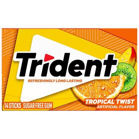 Trident Chicle sin azúcar Tropical Twist — 14 piezas | UPC 073390055172