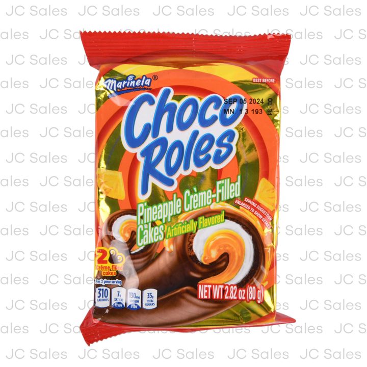 Marinela Choco Roles pastelitos rellenos de piña y crema — 2 piezas / 70 g