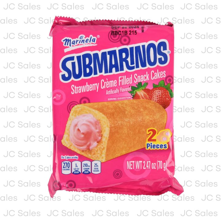 Marinela Submarinos pastelitos rellenos de fresa — 2 piezas / 70 g