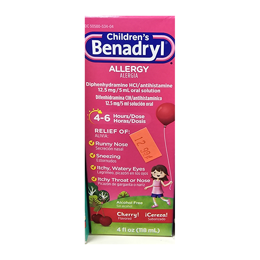 Benadryl Niños Alergia Sabor Cereza — 118 mL | UPC 350580534045