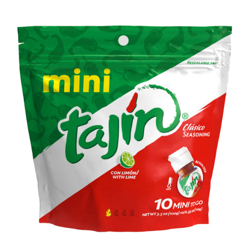 Tajín Sazonador Mini Clásico con limón — 10 frascos de 0.35 oz | UPC 633148177541