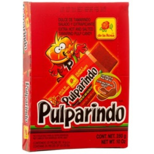 De la Rosa Pulparindo Tamarindo Extra Picante — 20 piezas / 10 oz | UPC 725226003504