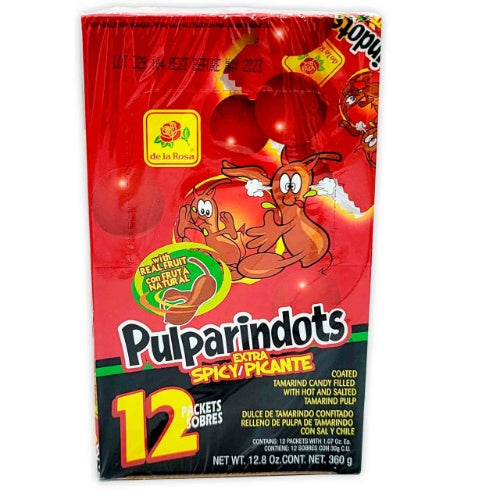 De la Rosa Pulparindots Extra Picante — 12 paquetes / 12.8 oz | UPC 725226004525