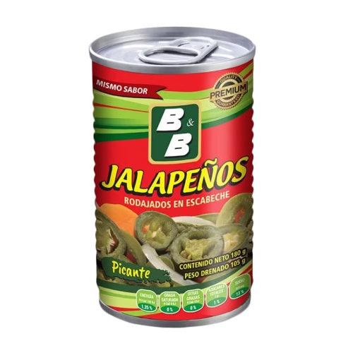 B&B Jalapeños en rodajas en escabeche — 6.4 oz | UPC 738777010198