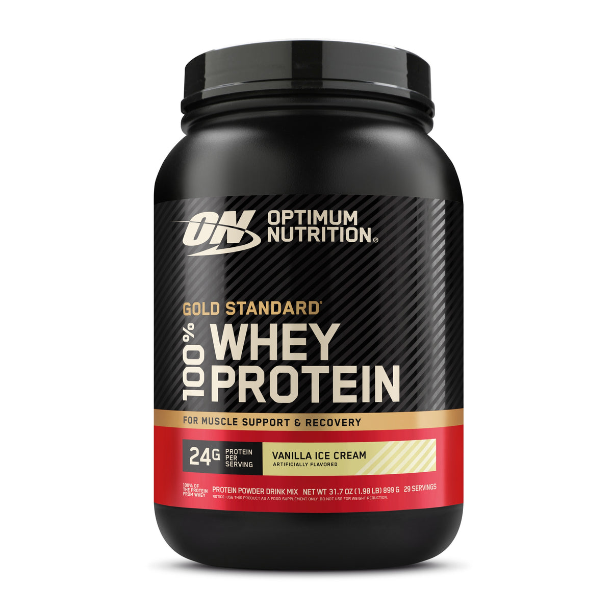Optimum Nutrition Gold Standard 100% Whey Vanilla Ice Cream — 1.98 lb / 29 porciones | UPC 748927028652
