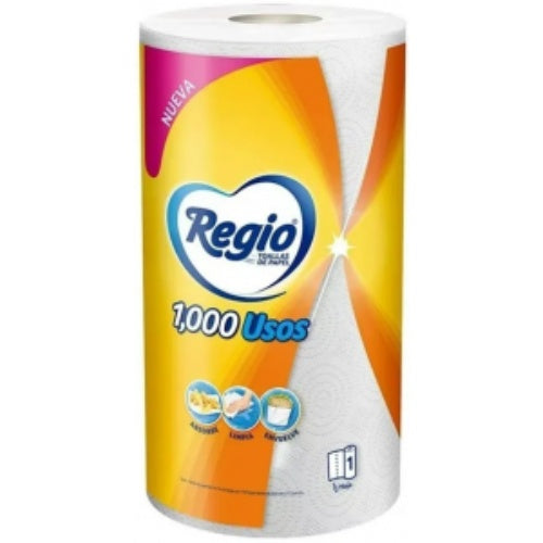 Regio Toallas de papel 1,000 Usos — 1 rollo / 140 hojas | UPC 7501036626385