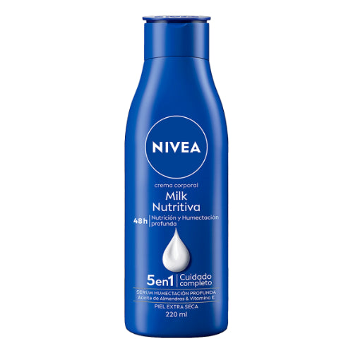 Nivea Loción corporal Milk Nutritiva para piel extra seca — 220 mL | UPC 7501054549802