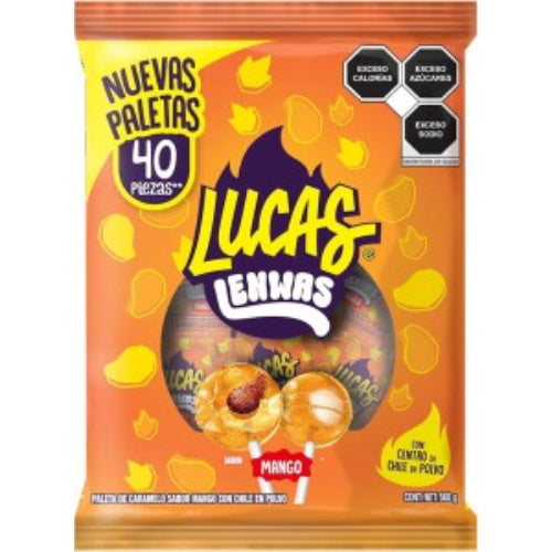 Lucas Paletas Lenwas sabor mango con chile — 40 piezas | UPC 810008801253