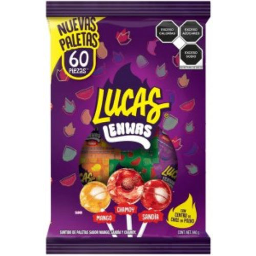 Lucas Paletas Lenwas surtidas con chile — 60 piezas | UPC 810008801284