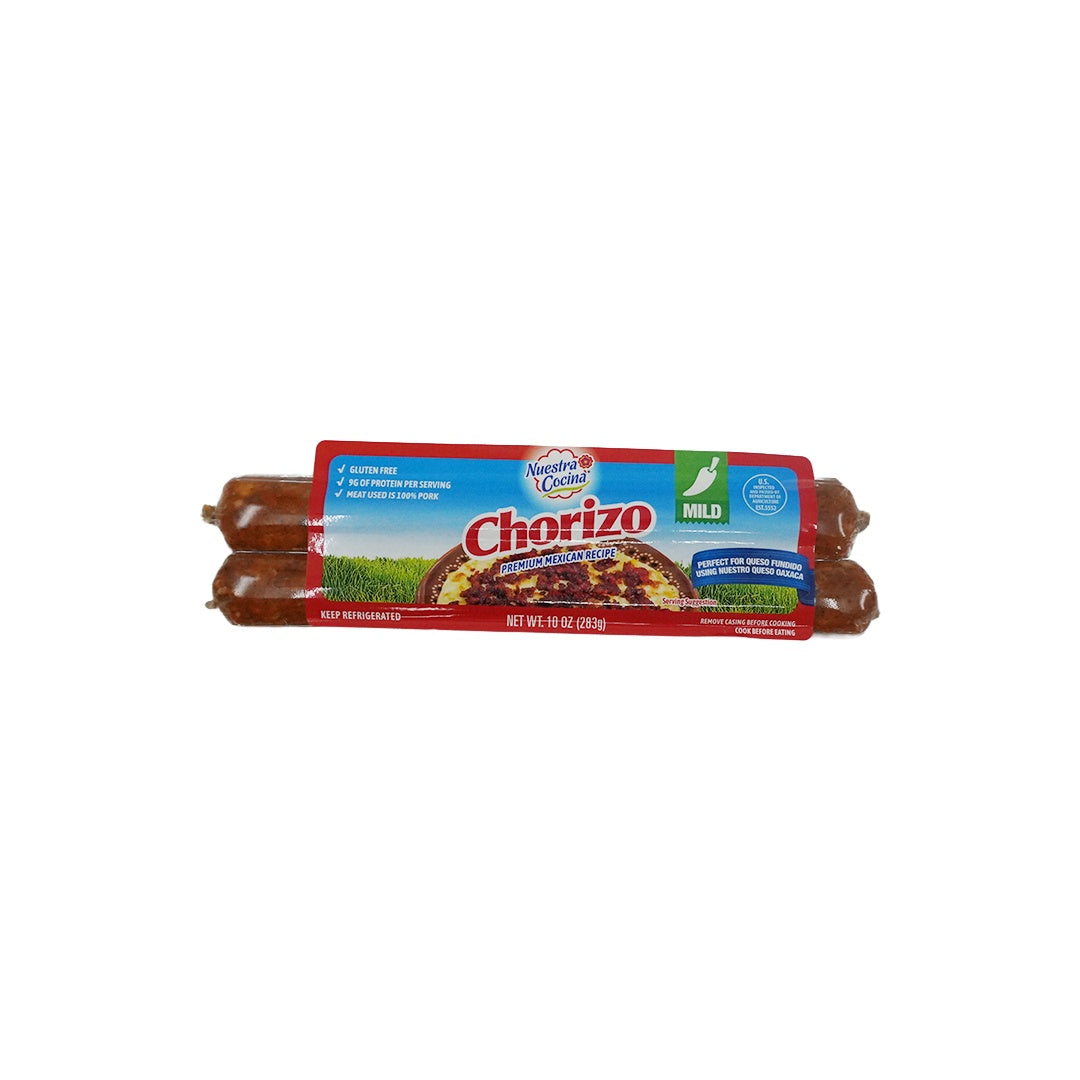Nuestro Queso Chorizo de puerco medio picante — 10 oz | UPC 814633019199