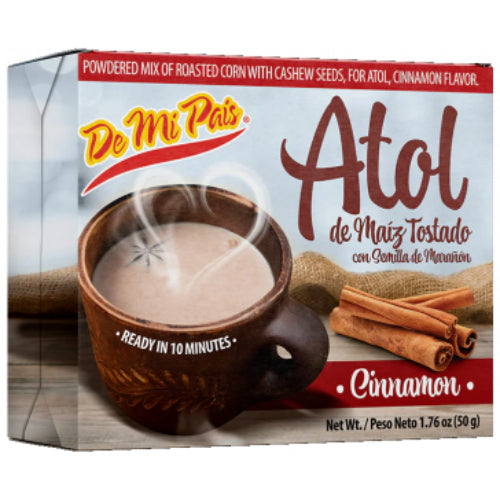 De Mi País Atol de maíz tostado con semilla de marañón sabor canela — 1.76 oz / 50 g | UPC 896211003721