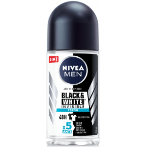 Nivea Desodorante roll-on Men Black & White Invisible Fresh — 50 mL | UPC 8999777010881