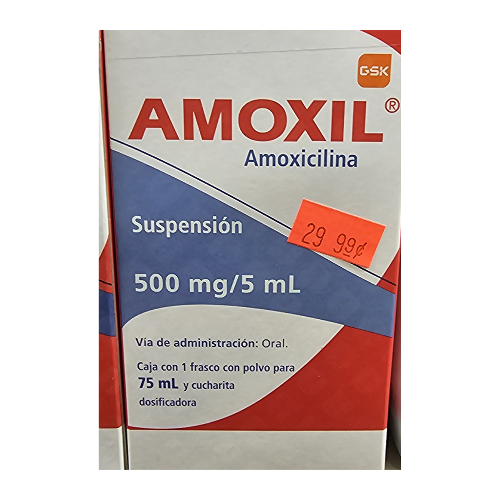 Amoxil Amoxicilina Suspensión 500 mg por 5 mL — 75 mL