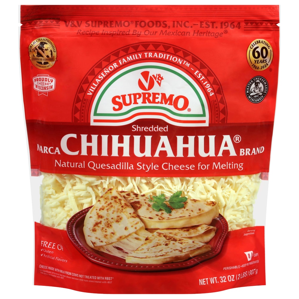 V&V Supremo Queso Chihuahua rallado — 2 lb