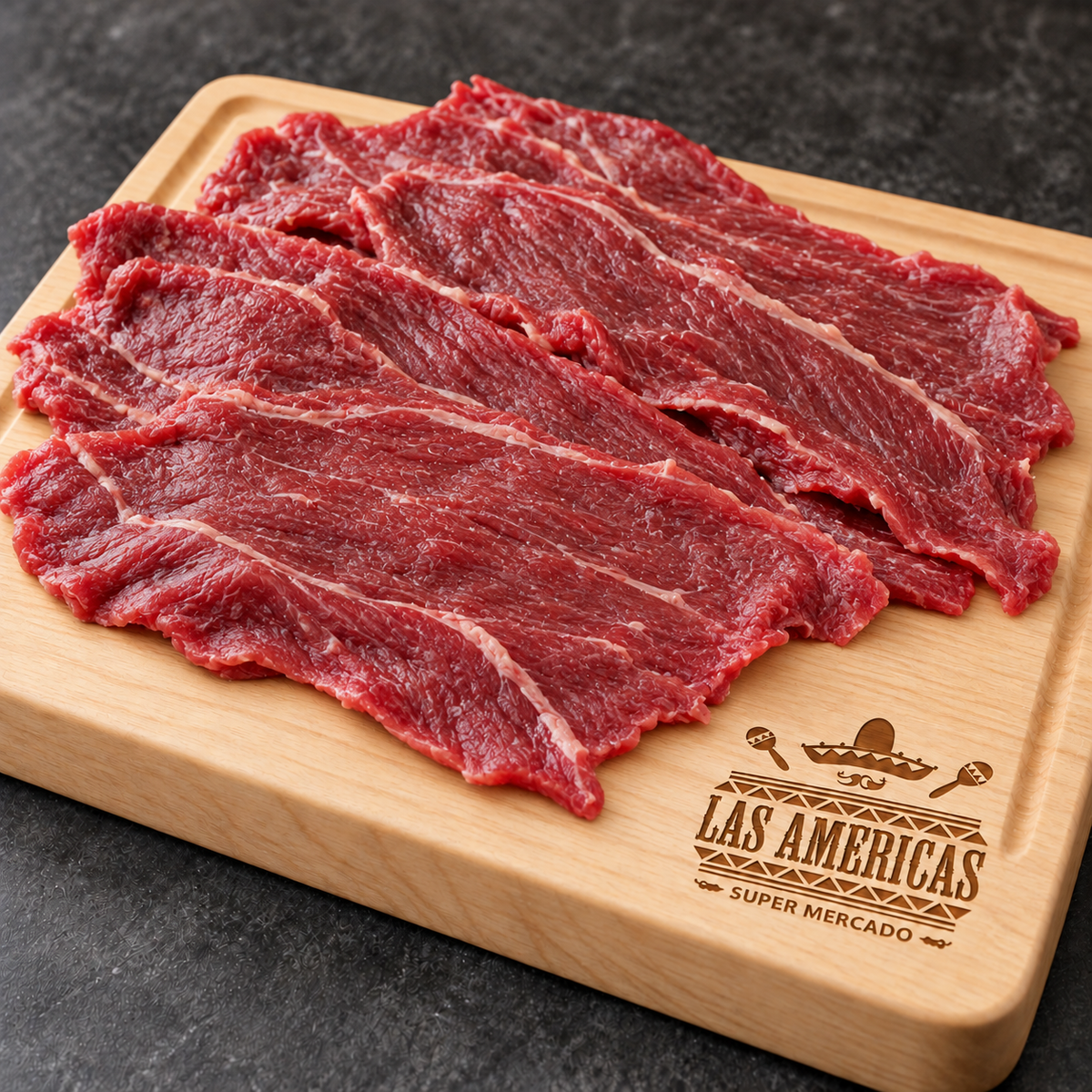 Cecina — imagen ilustrativa IA sobre tabla clara Las Americas