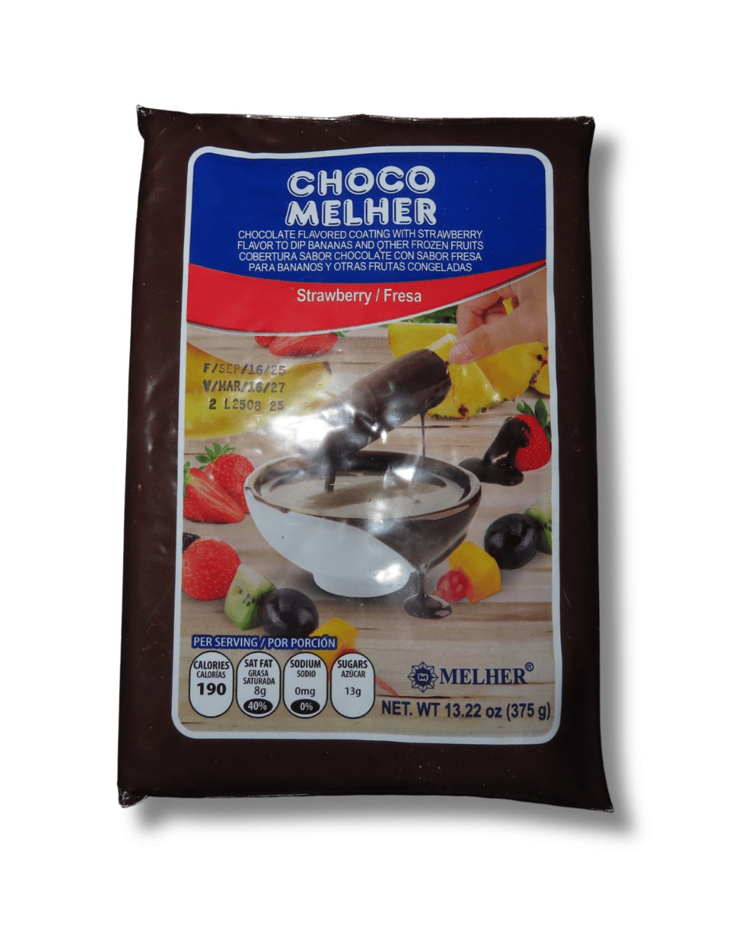 Choco Melher cobertura sabor fresa — 375 g