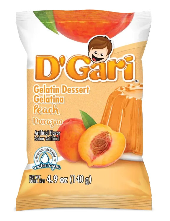 D’Gari gelatina de durazno para agua — 4.9 oz / 140 g