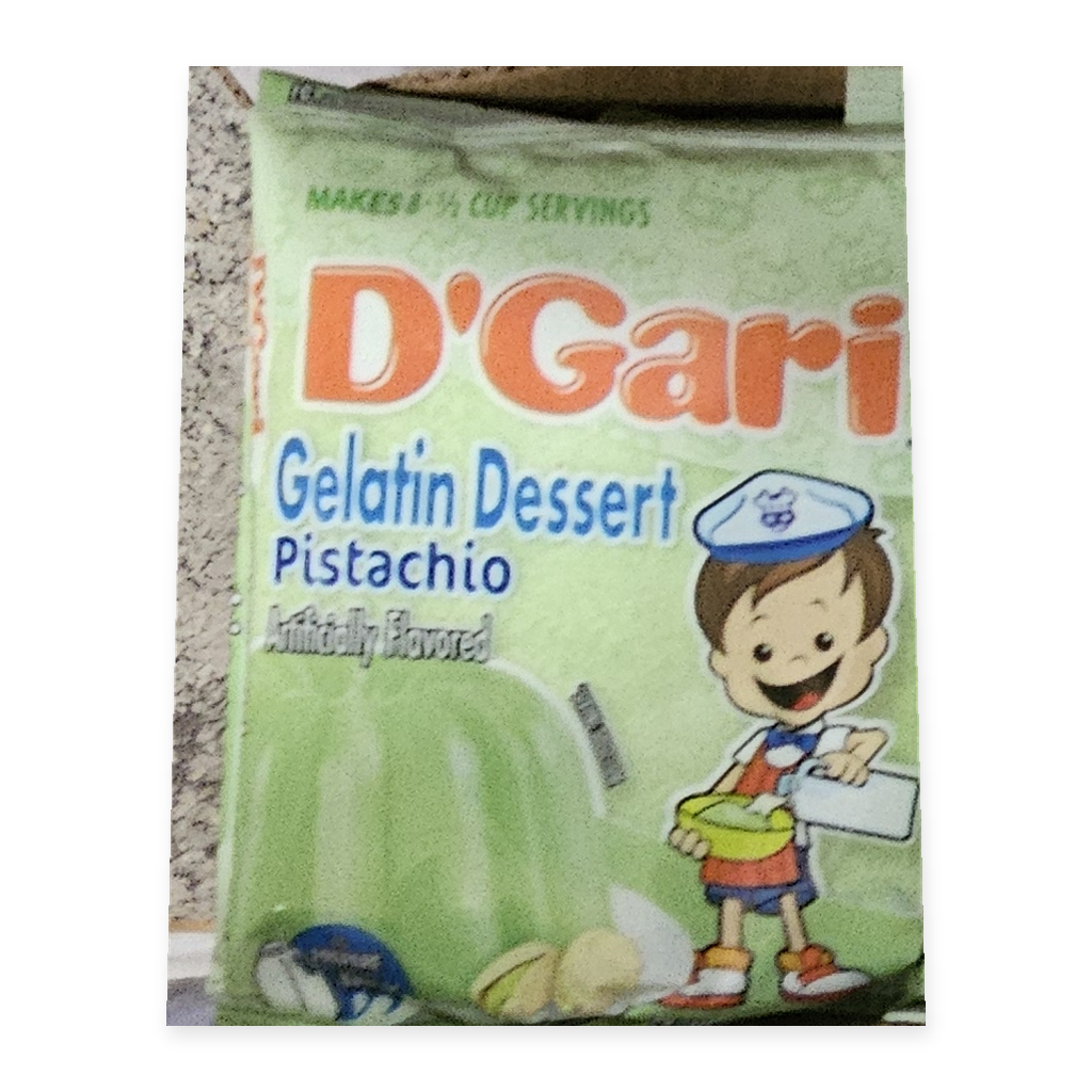 D’Gari Gelatina Sabor Pistacho para Leche — 4.2 oz (120 g)