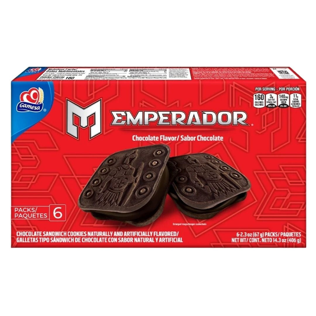Gamesa Emperador chocolate — caja con 6 paquetes — 14.3 oz