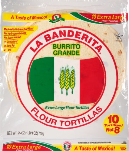 La Banderita Large Flour Tortillas, Burrito Grande — 25.00 OZ