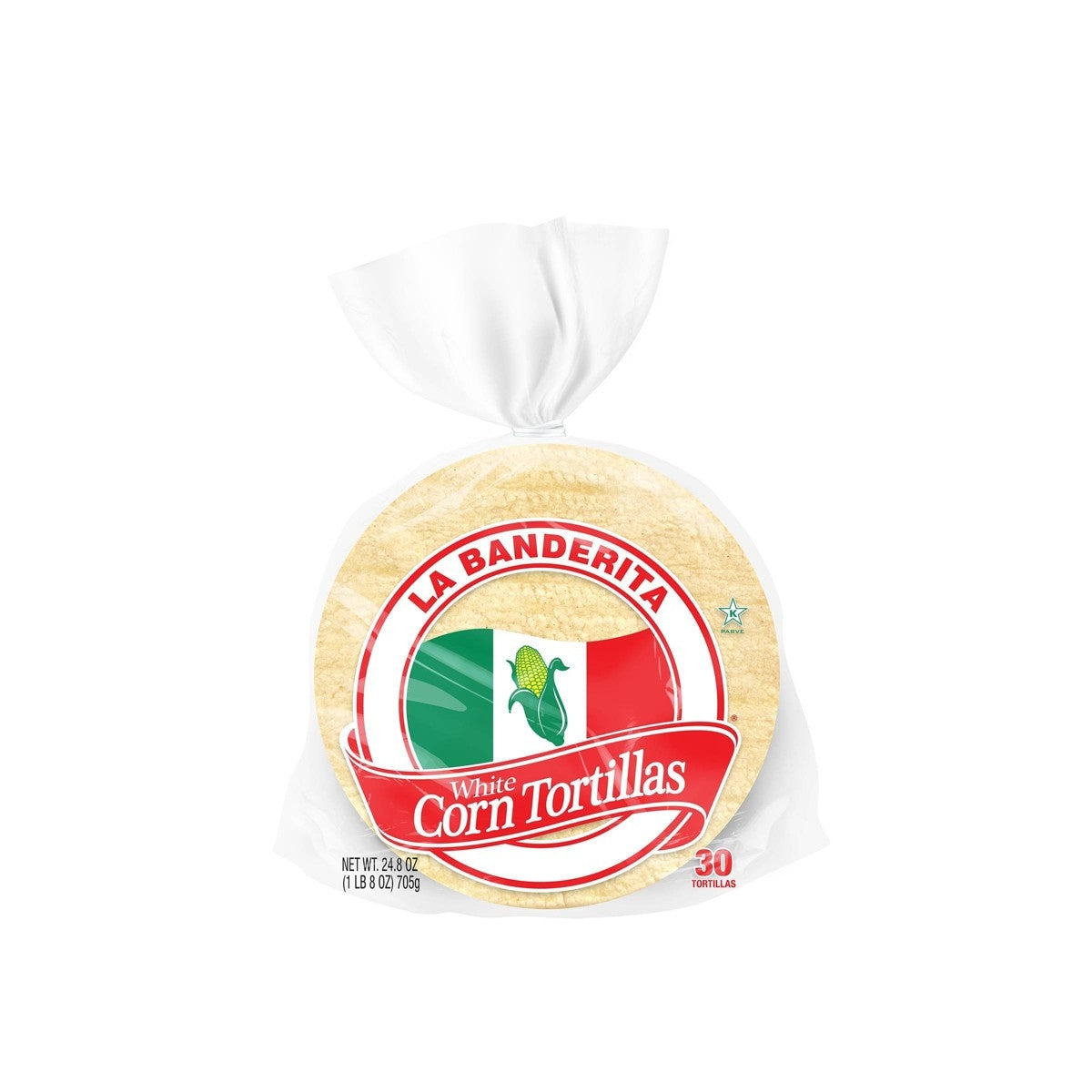 La Banderita tortillas de maíz blanco — 30 unidades / 24.9 oz