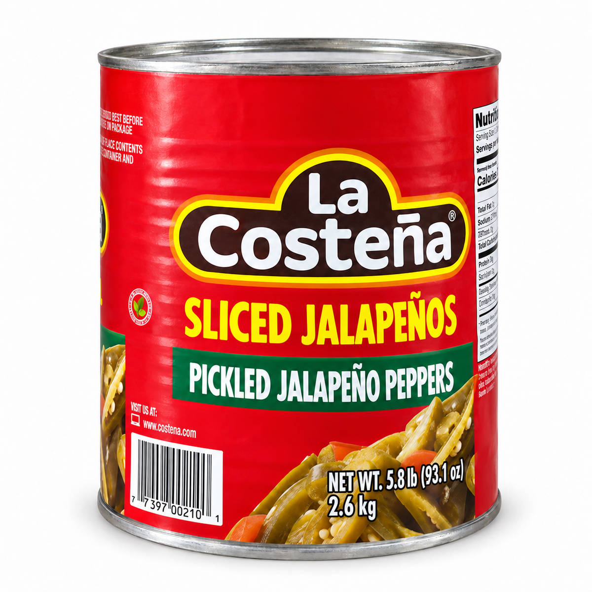 La Costeña Sliced Jalapeños – 91.7 oz (2.6 kg)