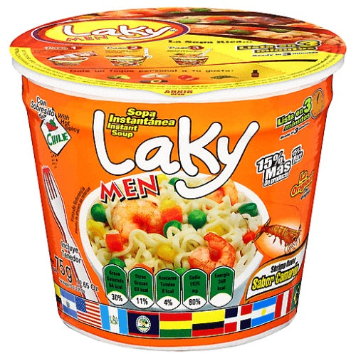 Laky Men sopa instantánea de camarón picante — 2.65 oz