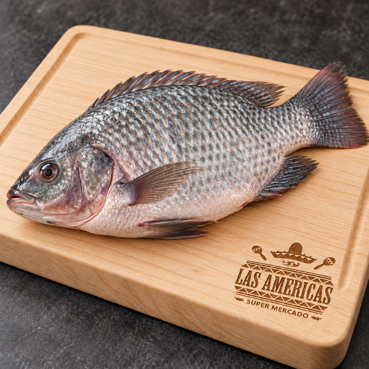 Mojarra grande — imagen ilustrativa IA sobre tabla clara Las Americas