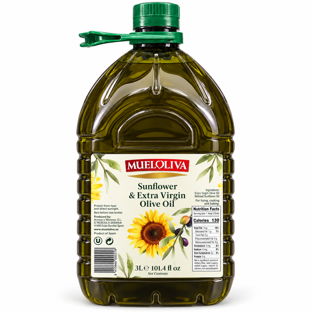 Mueloliva Sunflower & Extra Virgin Olive Oil – 3 L (101.4 fl oz)