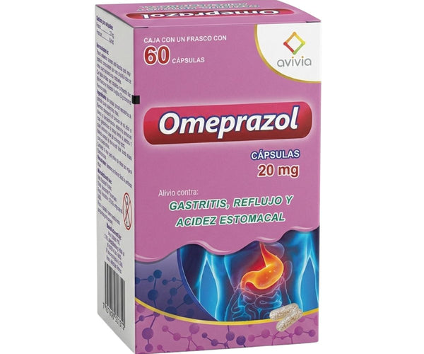 Omeprazol 20 mg Caja con Frasco de 60 Cápsulas