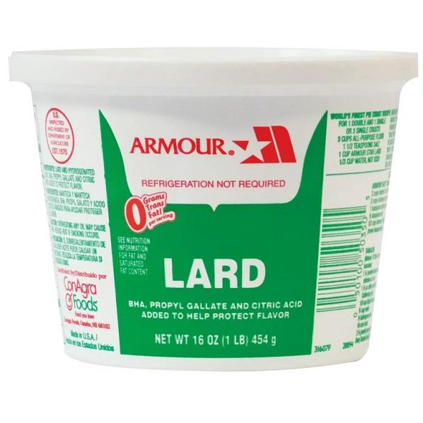 Armour 1Lb Lard Pail 1lb — Empaque mostrado en la fotografía