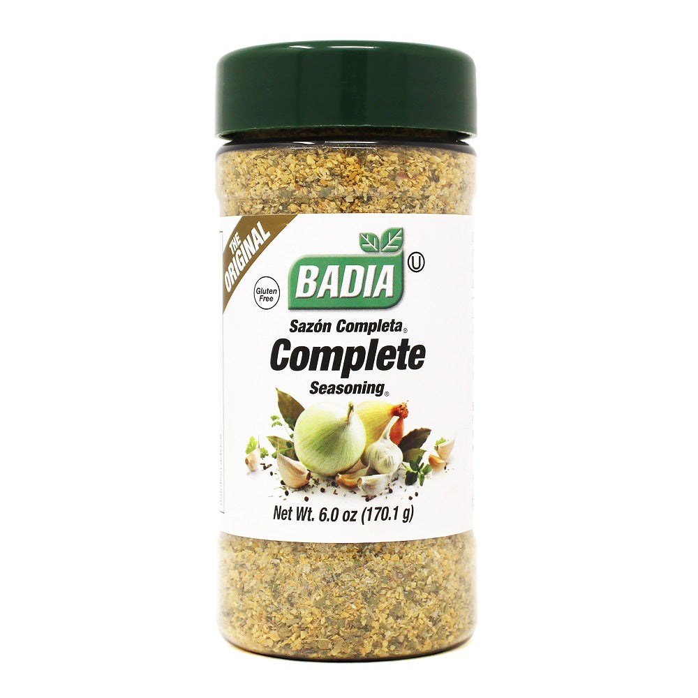 Badia Economy Size Complete Seasoning 6oz — Empaque mostrado en la fotografía