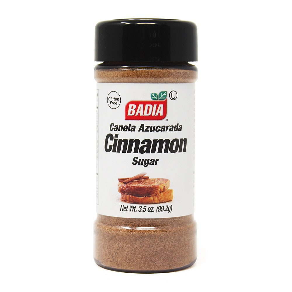 Badia Standard Size Cinnamon Sugar 3.5oz — Empaque mostrado en la fotografía