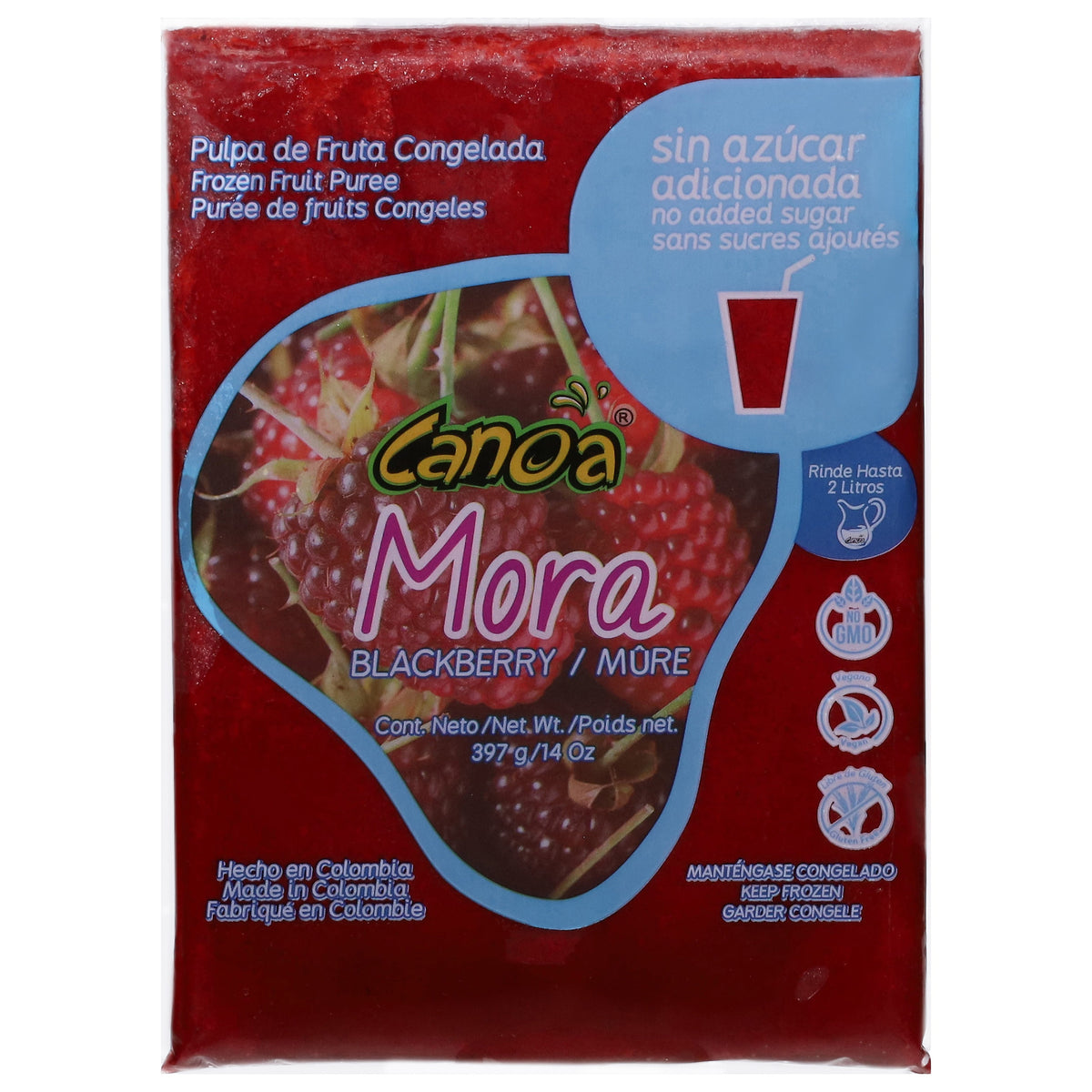 Canoa Pulpa de mora congelada — 14 oz