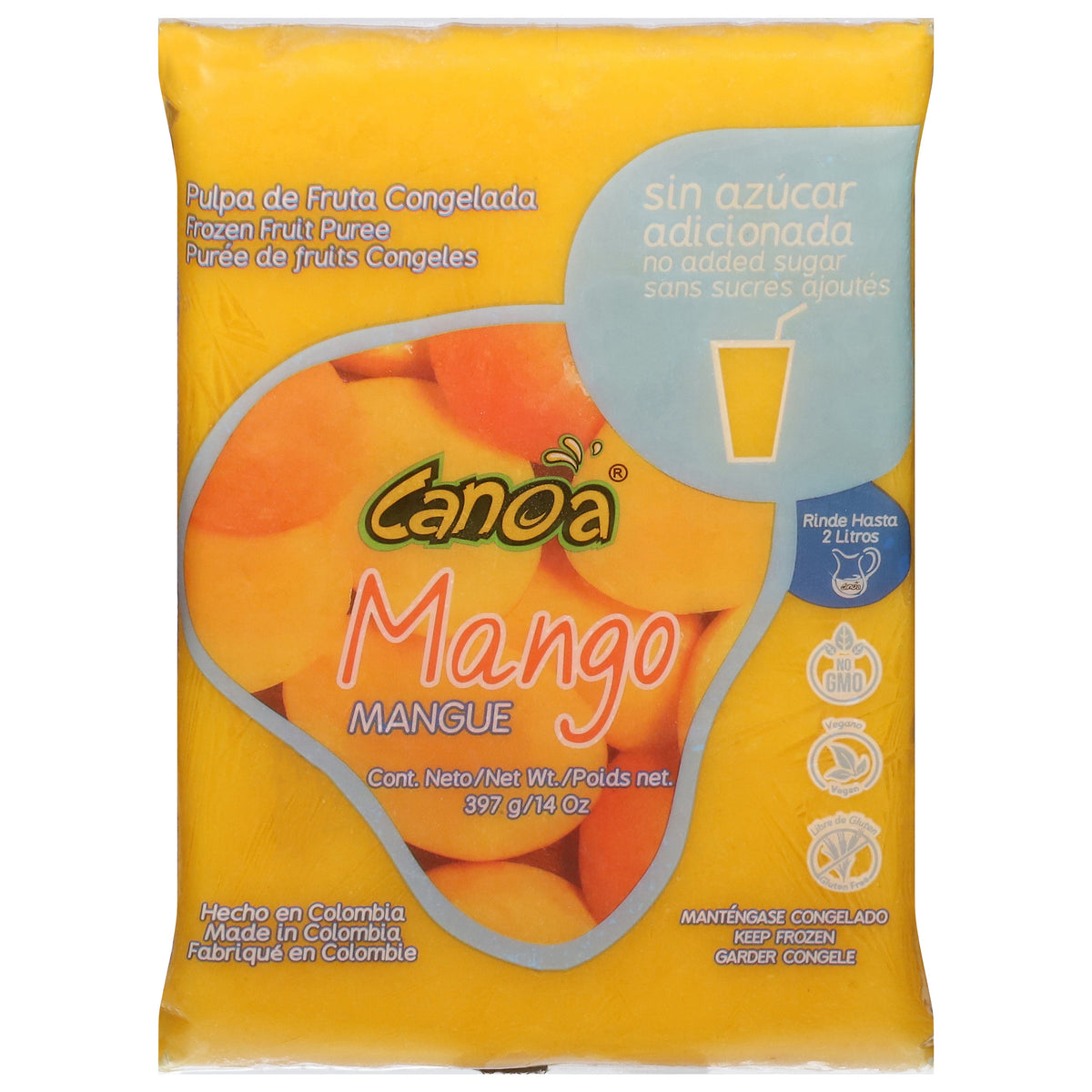 Canoa Pulpa de mango congelada — 14 oz