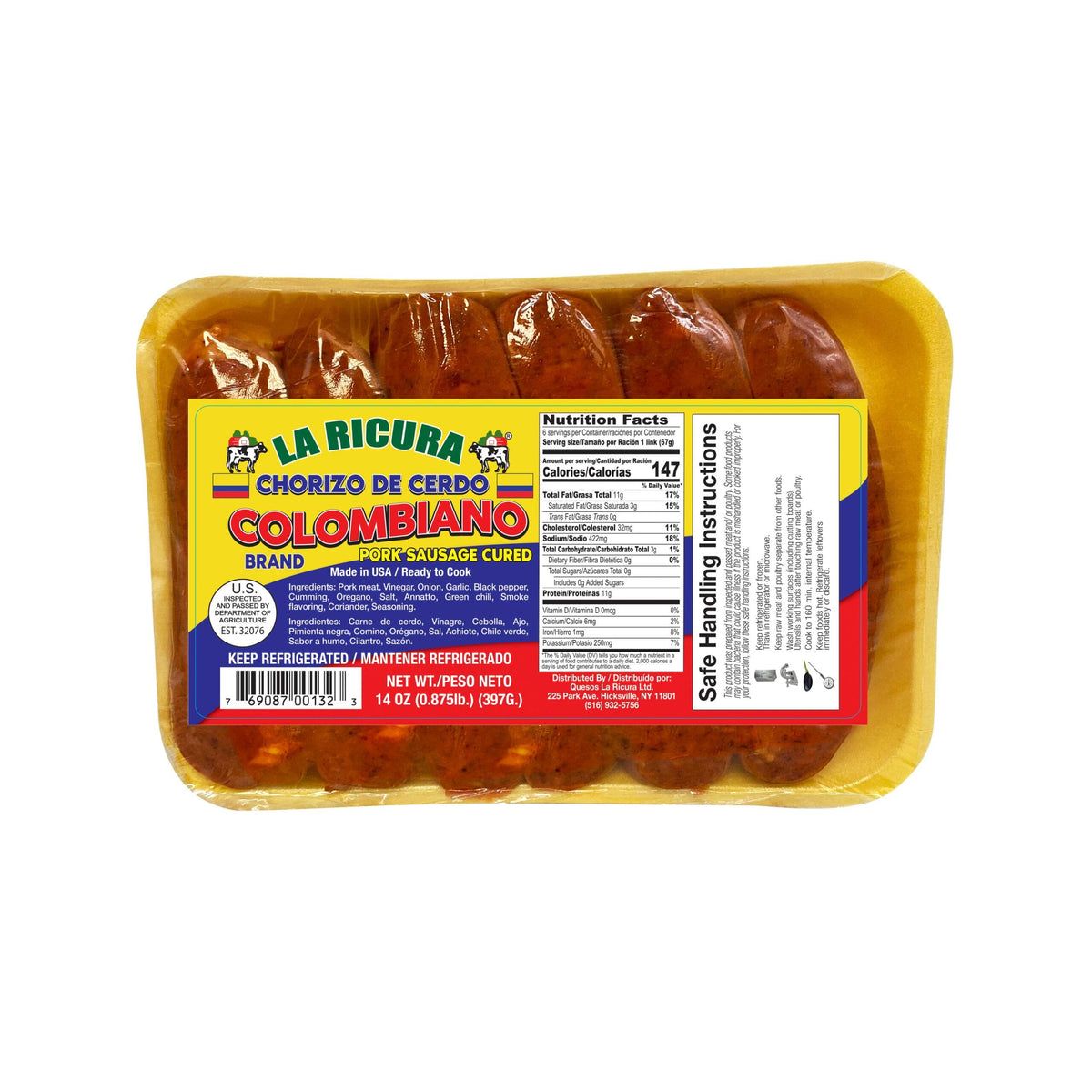 La Ricura chorizo de cerdo colombiano — 14 oz