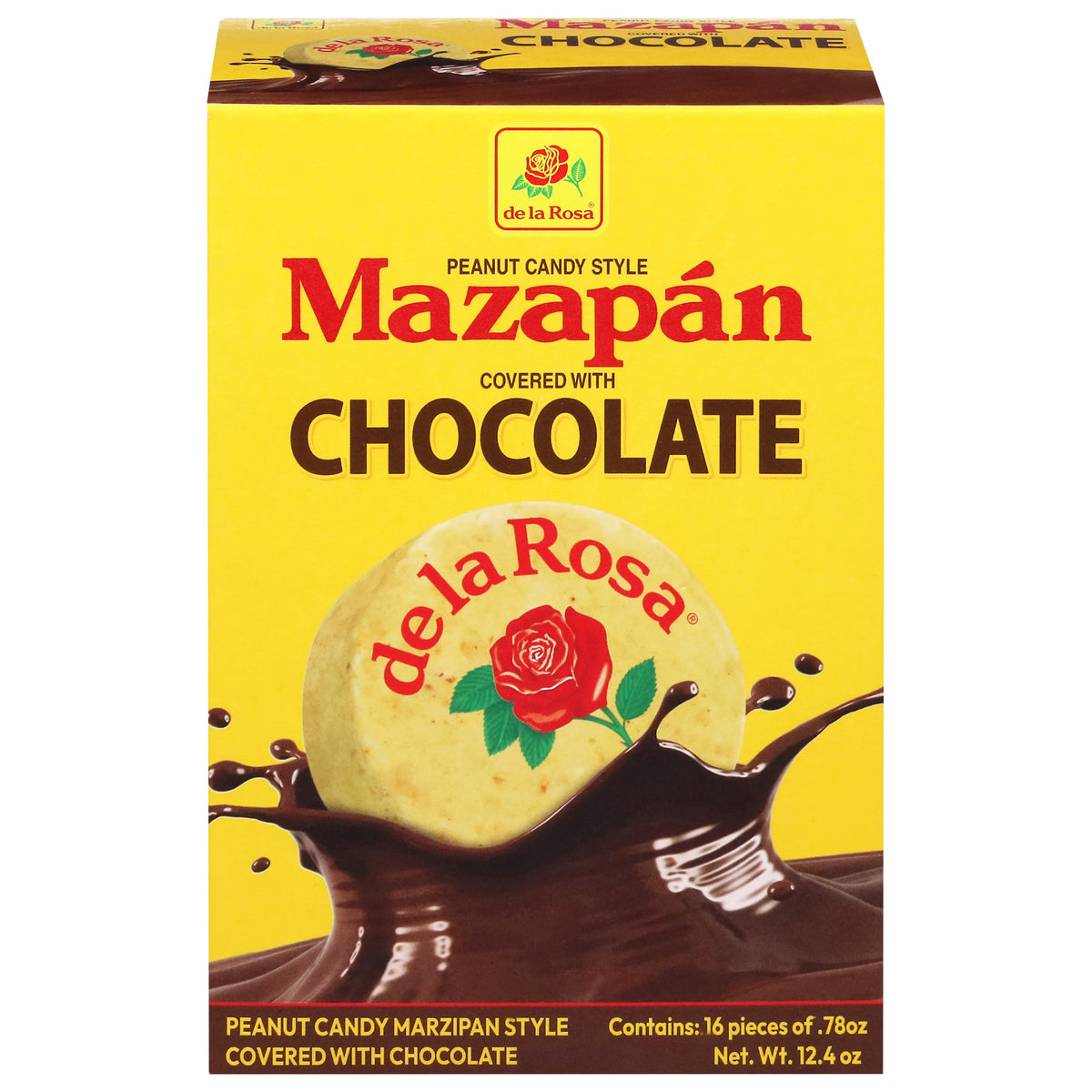 De La Rosa Marzipan Style Covered with Chocolate Dulce de cacahuate 16 - 0.78 oz Each