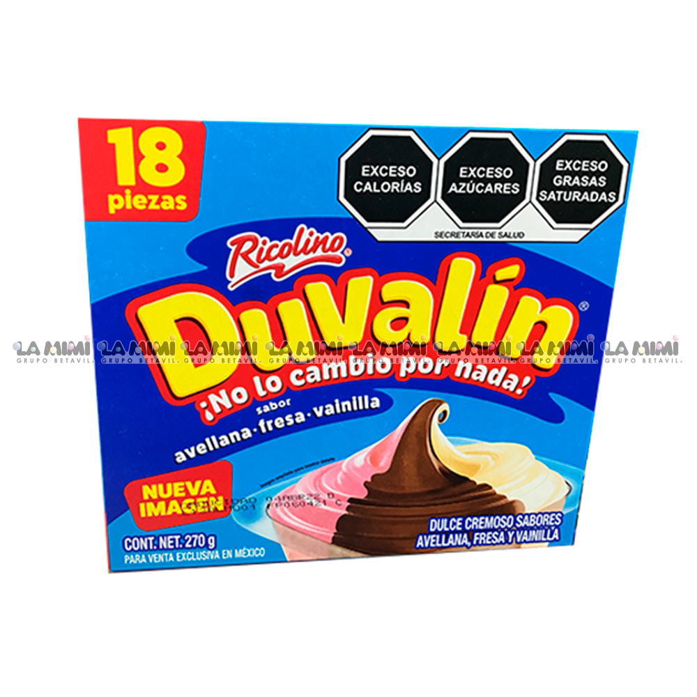 Duvalín Tri Sabor avellana fresa y vainilla — 18 piezas