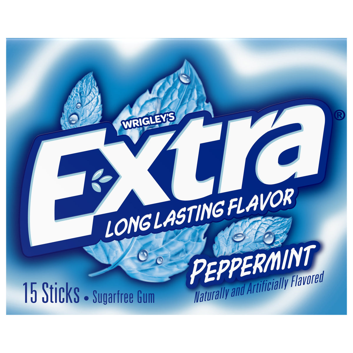 EXTRA Gum Peppermint Chicle sin azúcar, Paquete, 15 Stick