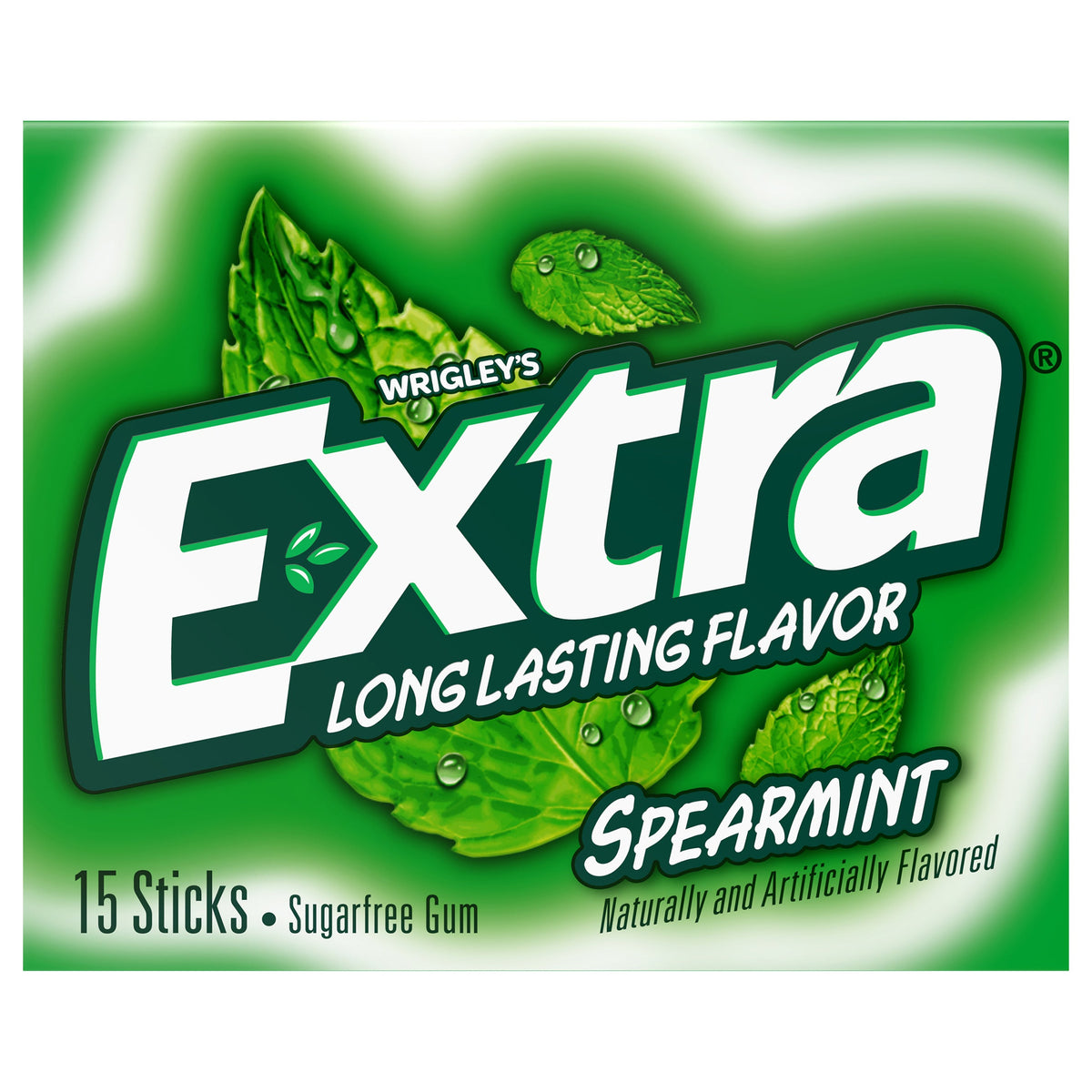 EXTRA Gum Spearmint Chicle sin azúcar, Paquete, 15 Stick
