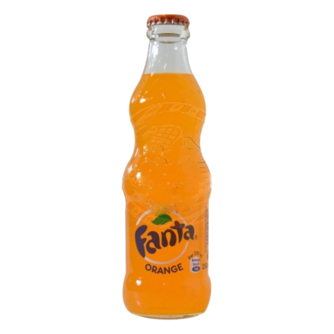 Fanta naranja en botella de vidrio — Presentación mini