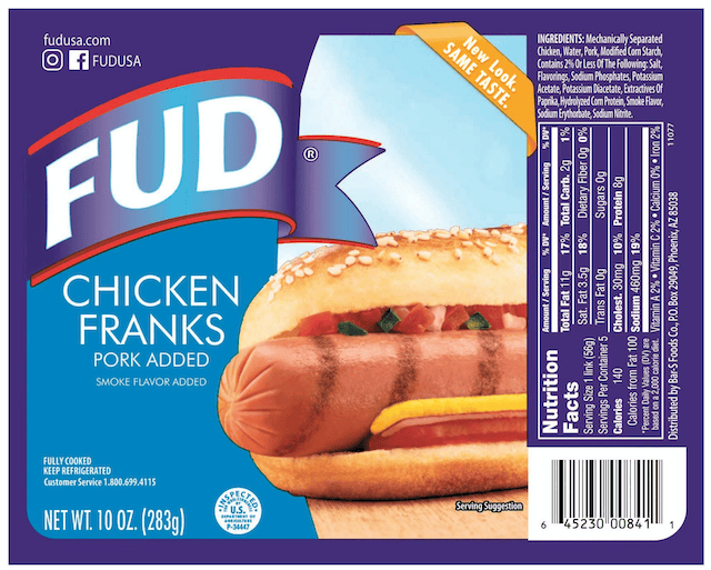 FUD salchichas de pollo con puerco — 10 oz