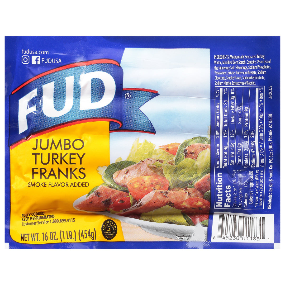 FUD Jumbo Salchichas de pavo 16 oz